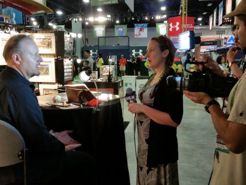 Charles Fazzino being interviewed by MLB.com at Fan Fest 2017 