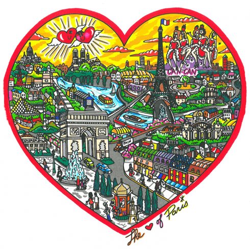 Pop Art Paris skyline done by Charles Fazzino - The Heart of Paris, Released in 2011