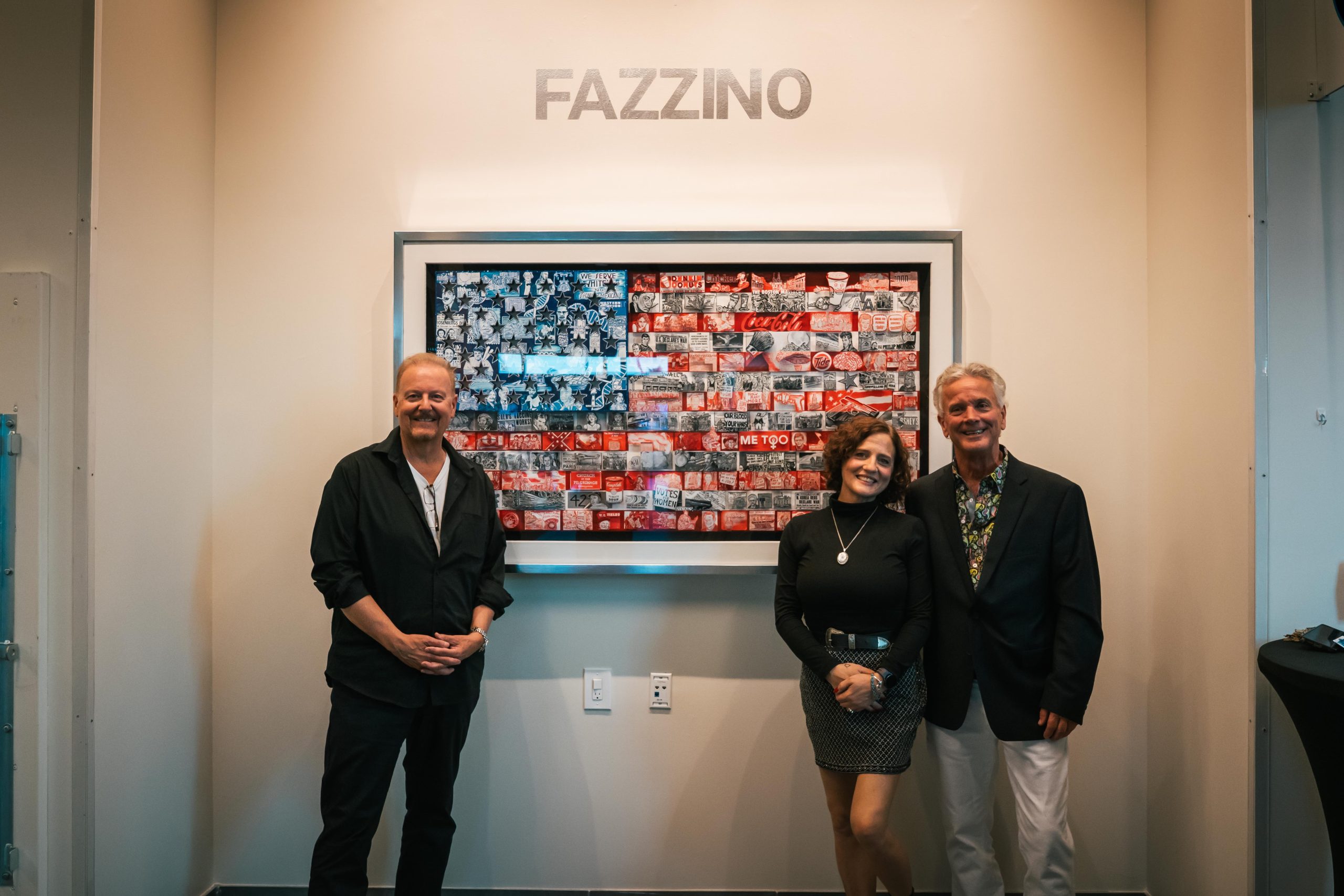 Charles Fazzino with Elliott Museum Creative & Collections Director Jes Robinson and Elliott Museum President & CEO Robert Steele